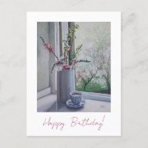 Feliz aniversário bonito flores cor-de-rosa florai