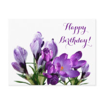 Feliz Aniversário bonito flores roxas florais