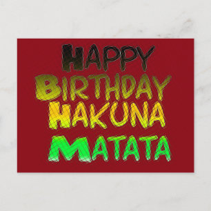 Cartão Postal Feliz aniversário bonito Hakunamatata Arte Inspira