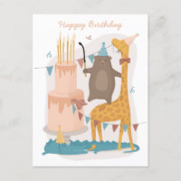 Feliz aniversário. Bons animais. Girafa de urso en