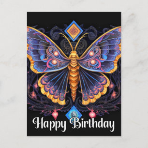 Cartão Postal Feliz Aniversário Borboleta Imaginativa Design