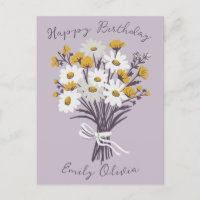 Feliz Aniversário Buquê Daisy Retro NOME PERSONALI