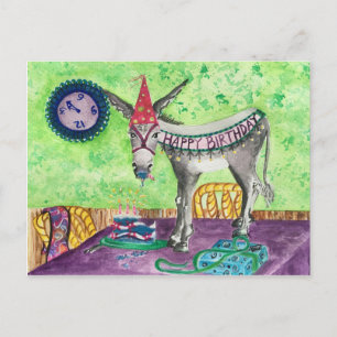 Cartão Postal Feliz Aniversário Burro