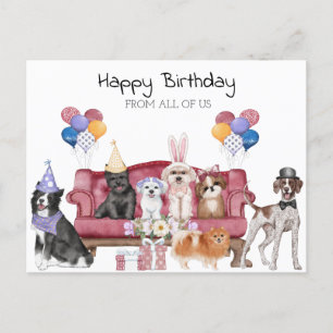 Cartão Postal Feliz Aniversário Cachorrinhos Fofos 