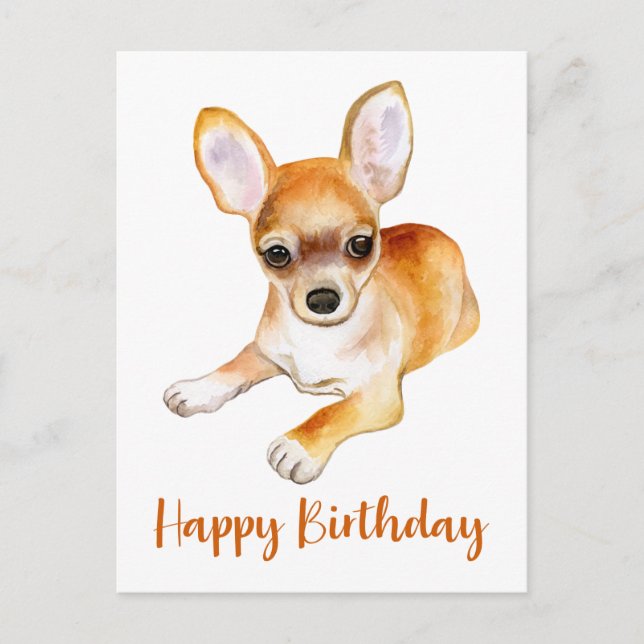 Cartão Postal Feliz Aniversário Cachorro Cachorro Chinhuahua Cac (Frente)