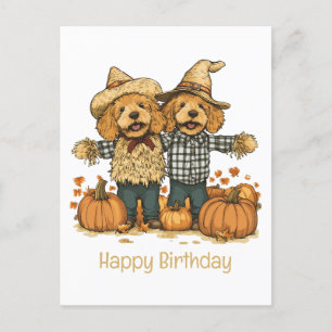 Cartão Postal Feliz Aniversário Cachorros Goldendoodle da Colhei