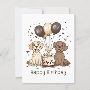 Cartão Postal Feliz Aniversário Cães Labrador Retriever