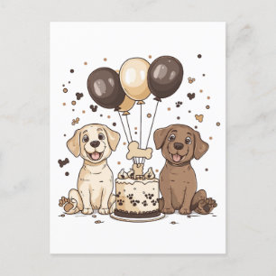 Cartão Postal Feliz Aniversário Cães Labrador Retriever
