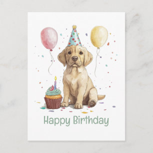 Cartão Postal Feliz Aniversário Cães Retriever Labrador