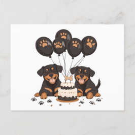 Cartão Postal Feliz Aniversário Cães Rottweiler