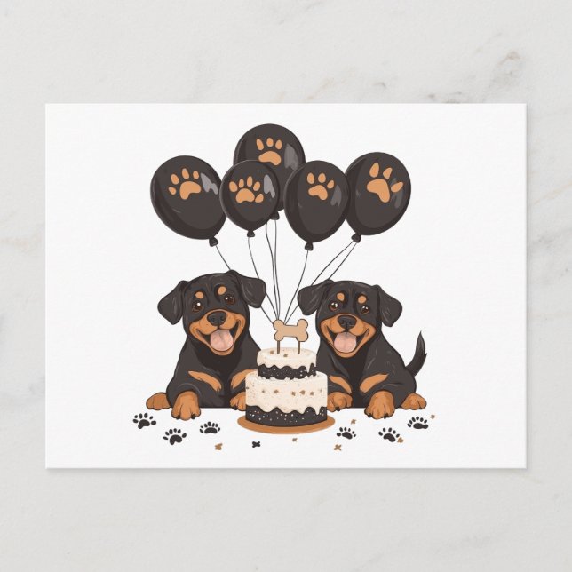 Cartão Postal Feliz Aniversário Cães Rottweiler (Frente)