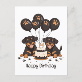 Cartão Postal Feliz Aniversário Cães Rottweiler