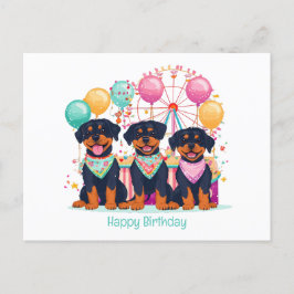 Cartão Postal Feliz Aniversário Cães Rottweiler Em Um Parque de 