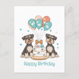 Cartão Postal Feliz Aniversário Cães Schnauzer