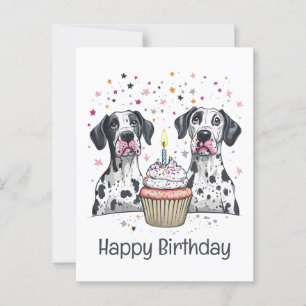Cartão Postal Feliz Aniversário Caneca Cachorro Grande Dinamarqu