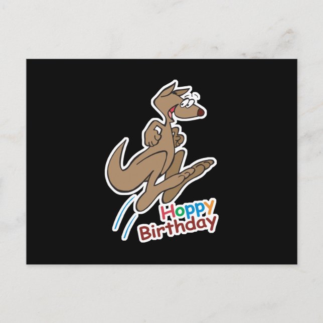 Cartão Postal Feliz aniversário canguru amargoroso (Frente)