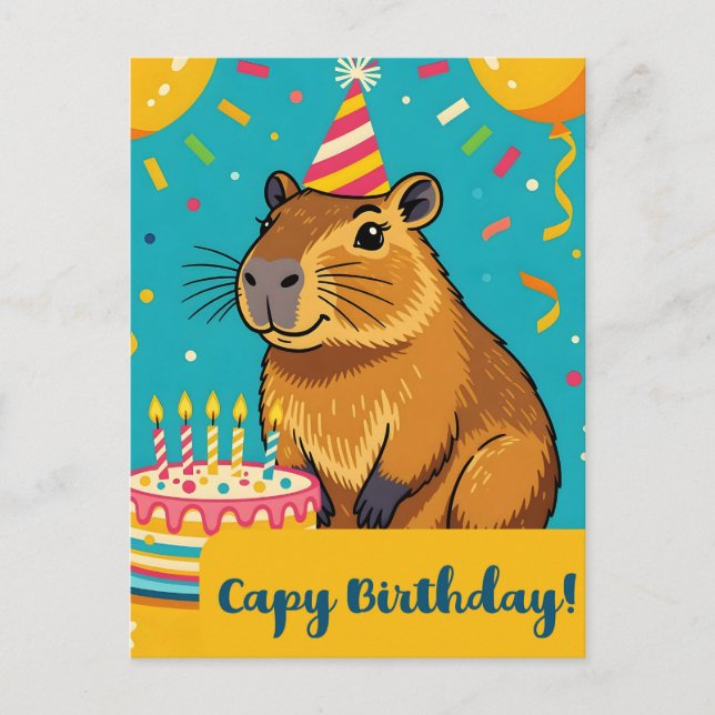 Cartão Postal Feliz Aniversário Capy (Frente)