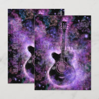 Feliz Aniversário Card Rock and Roll Guitar Music