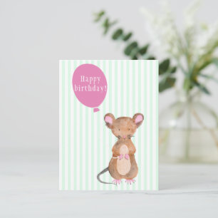 Cartão Postal Feliz Aniversário    Cartão-postal do Adorável Rat