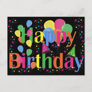 Cartão Postal Feliz Aniversário, celebração festiva de aniversár