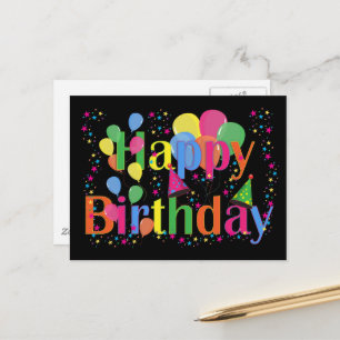 Cartão Postal Feliz Aniversário, celebração festiva de aniversár