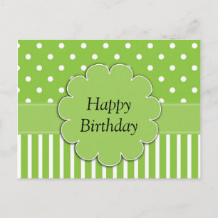 Cartão Postal Feliz aniversário - Chartreuse e design branco