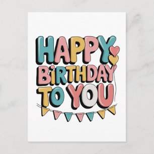 Cartão Postal Feliz Aniversário Cheio de Bolhas