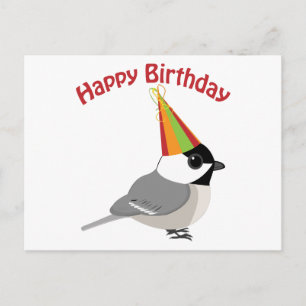 Cartão Postal Feliz Aniversário Chickadee