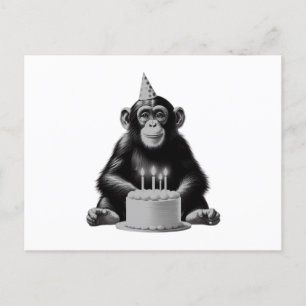 Cartão Postal Feliz Aniversário Chimpanzé