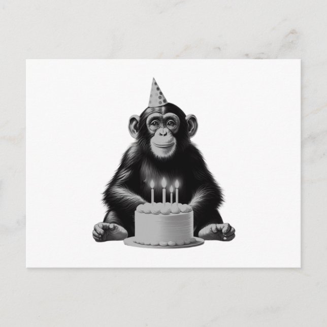 Cartão Postal Feliz aniversário Chimpanzee (Frente)