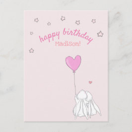 Cartão Postal Feliz Aniversário! Coelhinho Fofo Aniversário da M