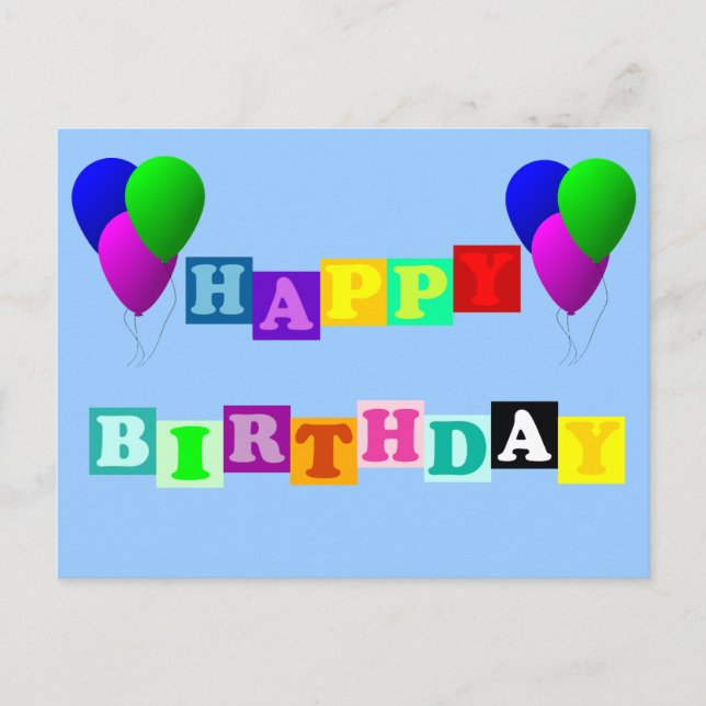 Cartão Postal Feliz aniversário com Balões por Shirley Taylor (Frente)