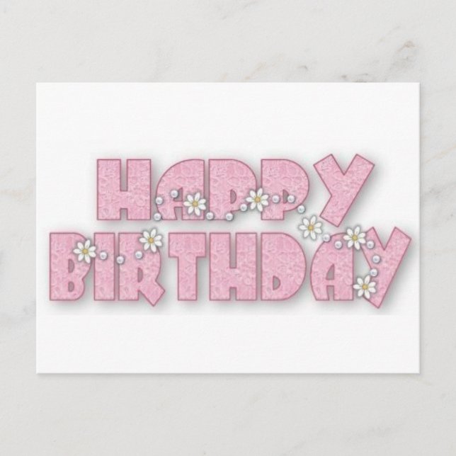 Cartão Postal Feliz aniversário com margaridas (Frente)