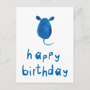 Cartão Postal Feliz Aniversário com Rato