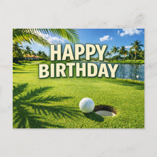 Cartão Postal Feliz Aniversário com Tema de Golfe Flórida 