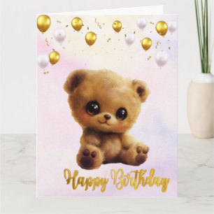 Cartão postal "Feliz Aniversário" com um ursinho d