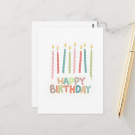 Cartão Postal Feliz Aniversário com Velas acesas