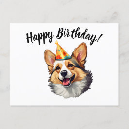 Cartão Postal Feliz aniversário, cone Corgi