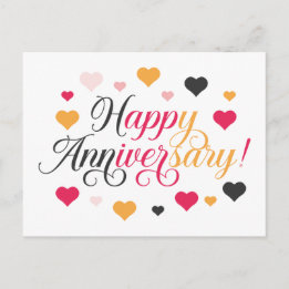 Cartão Postal Feliz Aniversário Corações Coloridos Vibrantes