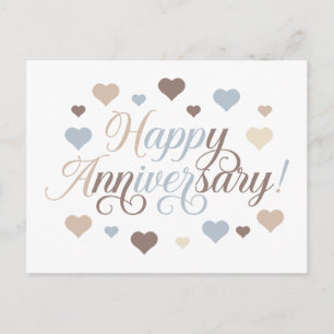 Cartão Postal Feliz Aniversário Corações Pastel Romântico Elegan