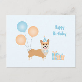 Cartão Postal Feliz Aniversário Corgi Cachorro