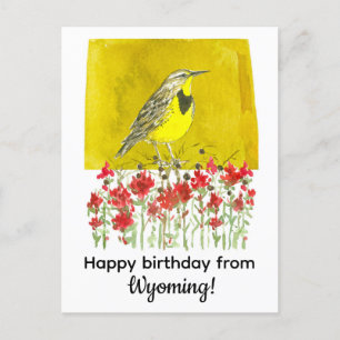 Cartão Postal Feliz Aniversário da Wyoming Meadowlark Flowers