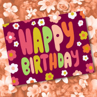 FELIZ ANIVERSÁRIO Daisies Letras Balão PERSONALIZA