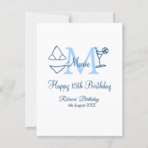 Feliz aniversário de 15 anos biquíni monograma azu