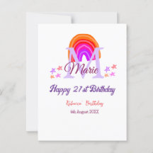 Feliz aniversário de 21 anos monograma de arco-íri