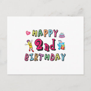 Cartão Postal Feliz aniversário de 2 anos Surpresa de aniversári