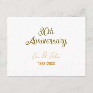 Cartão Postal Feliz aniversário de 30 anos de casamento laranja 