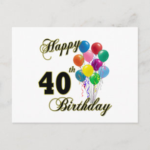 Cartão Postal Feliz aniversário de 40 anos e Roupa de aniversári