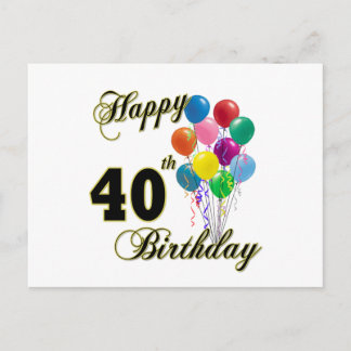 Cartão Postal Feliz aniversário de 40 anos e Roupa de aniversári