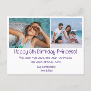 Cartão Postal feliz aniversário de 5, família de duas fotos